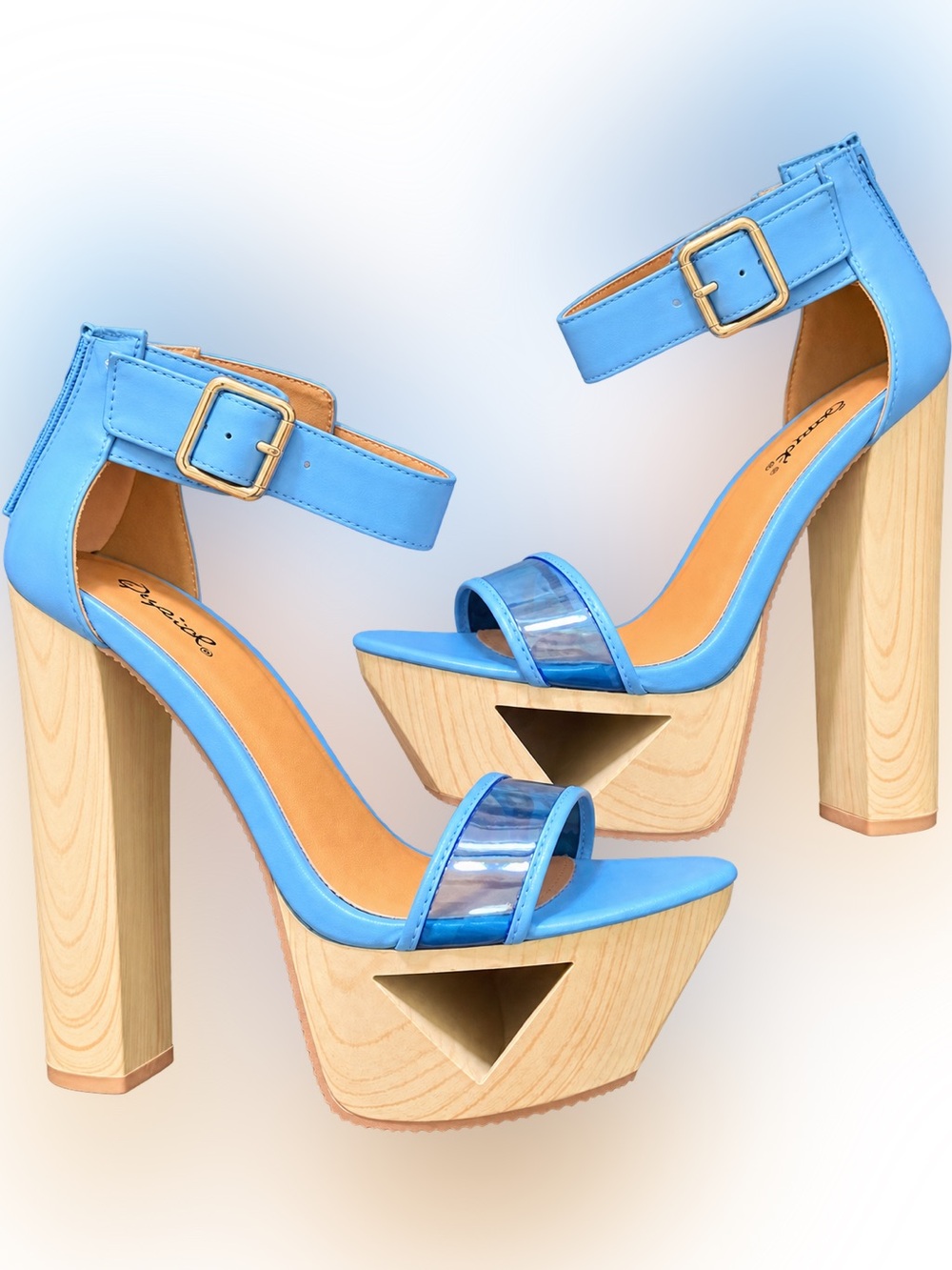Blue Platform Ankle-Strap Women's Sandals